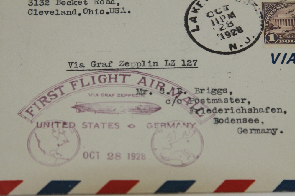 1928 LZ127 GRAF ZEPPELIN FLIGHT COVER USA-GERMANY Envelope with two US values, tied with CDS for - Image 2 of 3