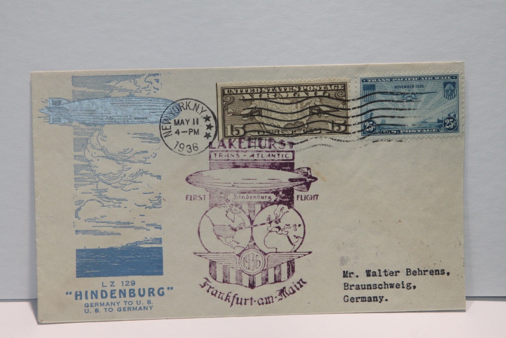 1936 LZ 129 HINDENBURG - 1ST NORTH AMERICAN RETURN FLIGHT COVER Cover, illustrated and used on the