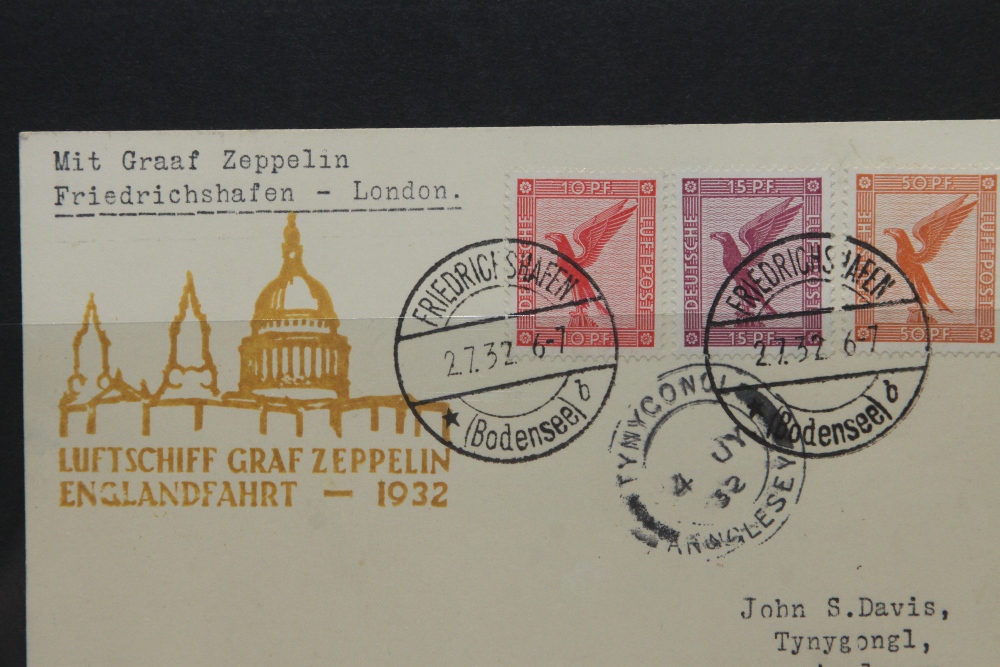 1932 LZ 127 GRAF ZEPPELIN, ENGLAND FLIGHT COVER, ON PLAIN POSTCARD Plain postcard depicting three - Image 2 of 2