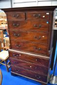 A 19th Century mahogany chest on chest , width approx 104cm, height approx 172cm