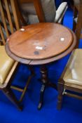 A Victorian and later stained frame occasional table having turned column and trefoil base