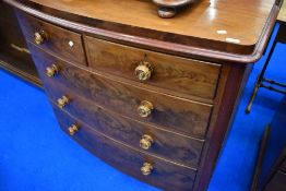 A 19th Century composite chest of two over three drawers , having flame front and scumbled 'tiger