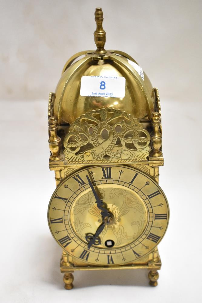 A 20th century Coventry Astral brass cased lantern clock.