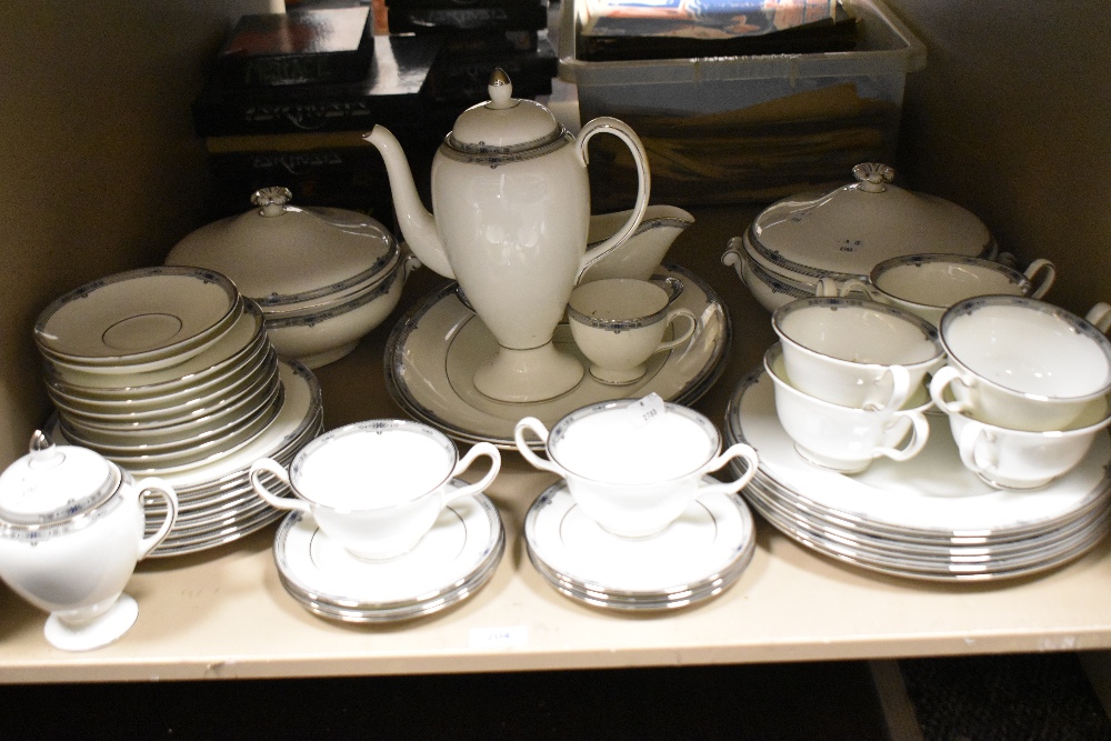 A modern Wedgwood Amherst pattern part and dinner service including coffee pot, soup bowls, plates