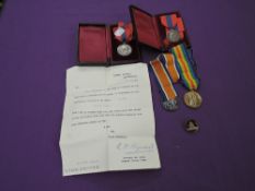 A pair of WW1 Medals, War and Victory to 180259 GNR.R.Hodgson RA along with a Tortoise Shell Royal
