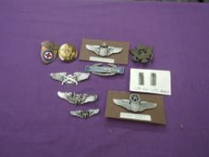 Eight WW2 period American Air Force Badges including Command Pilot, Senior Pilot, Air Police, Air