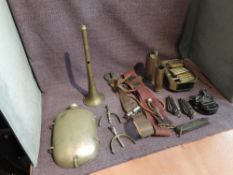 A collection of mainly Military items including a tin of Used Bullets and Shell Cases, Morse Code