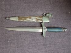 A WW2 DLV German Nazi Glider pilot dagger with scabbard, blade marked GEBR HELLER, Marienthal,