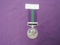 A George V General Service Medal with Palestine 1945-48 Clasp to 2668706 L/SJT.R.HALLAS.Coldm.Gds