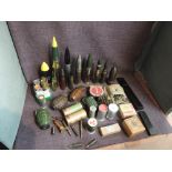 A collection of Deactivated and used Shells, Bullets and Grenades along with flare cartridges etc