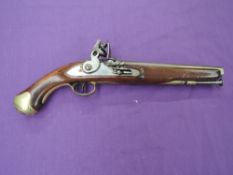 A 18th/19th century Sea Service Flintlock Pistol, marked GR and Warranted on lock, Military Arrow,