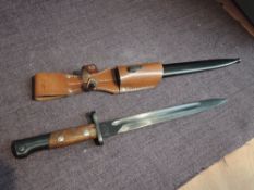 A 1920's/1930's Mauser Export Bayonet, blade marked 17 Peoy 3 Ethe 44? 1196, with metal Scabbard &