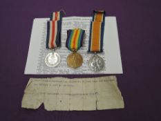 A WW1 Military Medal Trio to 80373 BMBR.C.CARTER.R.F.A, Military Medal, War Medal and Victory Medal.