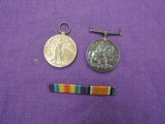A WW1 Medal Pair to 62195 PTE.R.G.LARKING.K.O.Y.L.I, War Medal and Victory Medal, no ribbons with