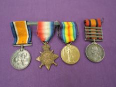 A Queens South Africa Medal with four clasps, South Africa 1901, Belfast, Orange Free State and Cape