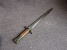 A British pattern 1888 MKII Bayonet, marked on blade ER with Crown.5.OZ.EFD.A5E, blade length