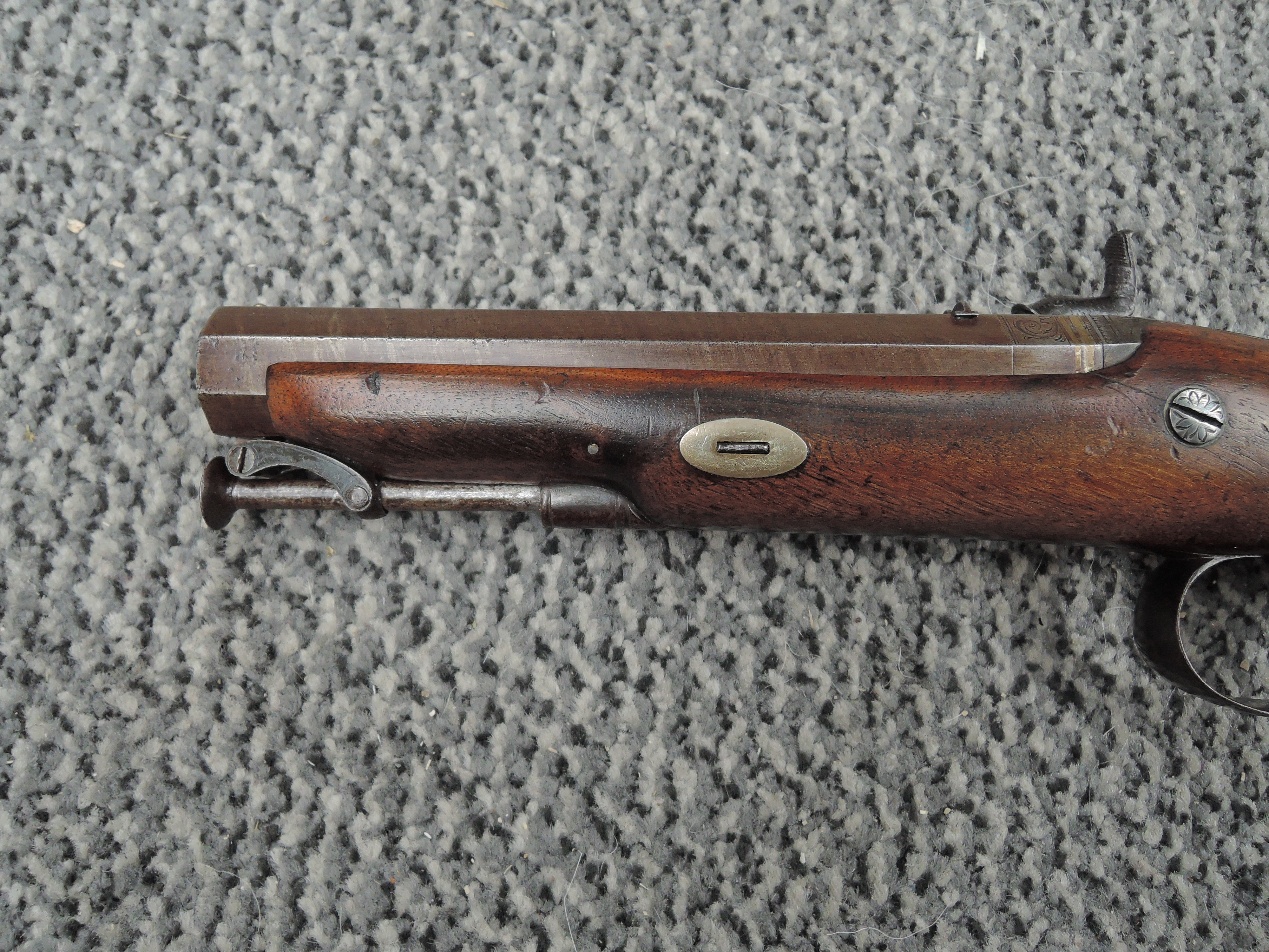 A 19th century Percussion Pistol having octagonal barrel marked Newcastle On Tyne, Burnand to - Image 5 of 6