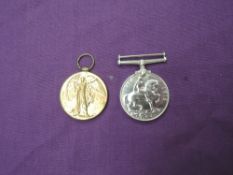 A WW1 Medal Pair to 25738 PTE.J.BROWN.Lan.Fus, War Medal and Victory Medal, no ribbons