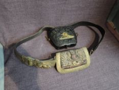 A 19th/20th century Royal Artillery Belt & Buckle with Pouch having gold beading decoration along