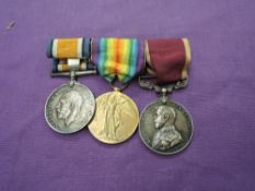 A WW1 Medal Trio to 9988 PTE.G.BURGESS.R.Lanc.R, War Medal, Victory Medal and Long Service & Good