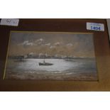 R Finlay (20th Century) a watercolour moonlit boats signed 9 x 16cm mounted framed and glazed 19 x