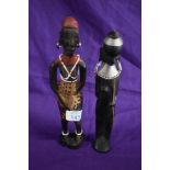 Two modern African carved wooden ethnic figures.