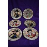 Five Royal Doulton series ware plates, including The Admiral and The Squire.