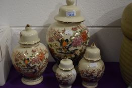 Four decorative graduated Japanese ginger jars.