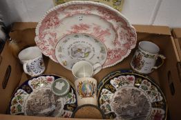 Six Mason's 'Royal Houses' Christmas plates spanning 1975-1980, a Beatrix Potter Nursery Ware