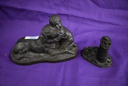 A Heredities 'Peter and Podge' figurine, and a mined coal study of a coal scuttle.