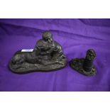 A Heredities 'Peter and Podge' figurine, and a mined coal study of a coal scuttle.