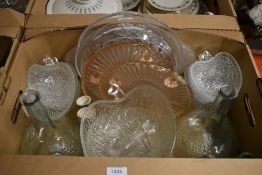 A collection of glassware including a vintage Ravens Glass desert set (13 pieces approx) two blush