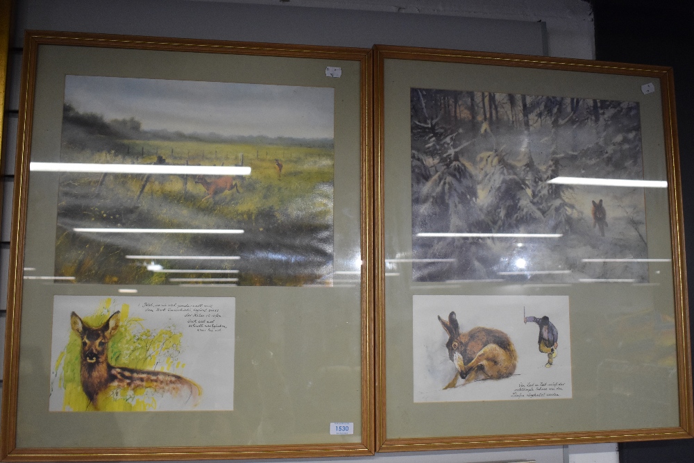 (20th century), a pair of prints, German naturalist, 50 x 40cm, mounted framed and glazed, 63 x