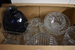a collection of cut glass items including bowls, rose bowls, vases and glasses etc. Also included is
