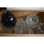 a collection of cut glass items including bowls, rose bowls, vases and glasses etc. Also included is