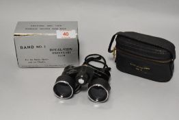 A vintage set of Rand no.2 Royal View Binoculars 8x30 with original box and case.