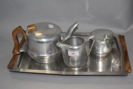 A vintage Picquot ware tea set and tray.