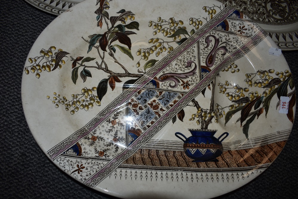 Three antique ceramic serving dishes having transfer printed designs. - Image 3 of 3