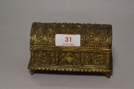 A small vintage cast brass jewellery casket.
