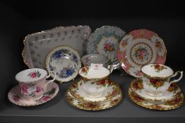 A selection of tea wares including Royal Albert Old Country Roses trios and similar Royal Albert