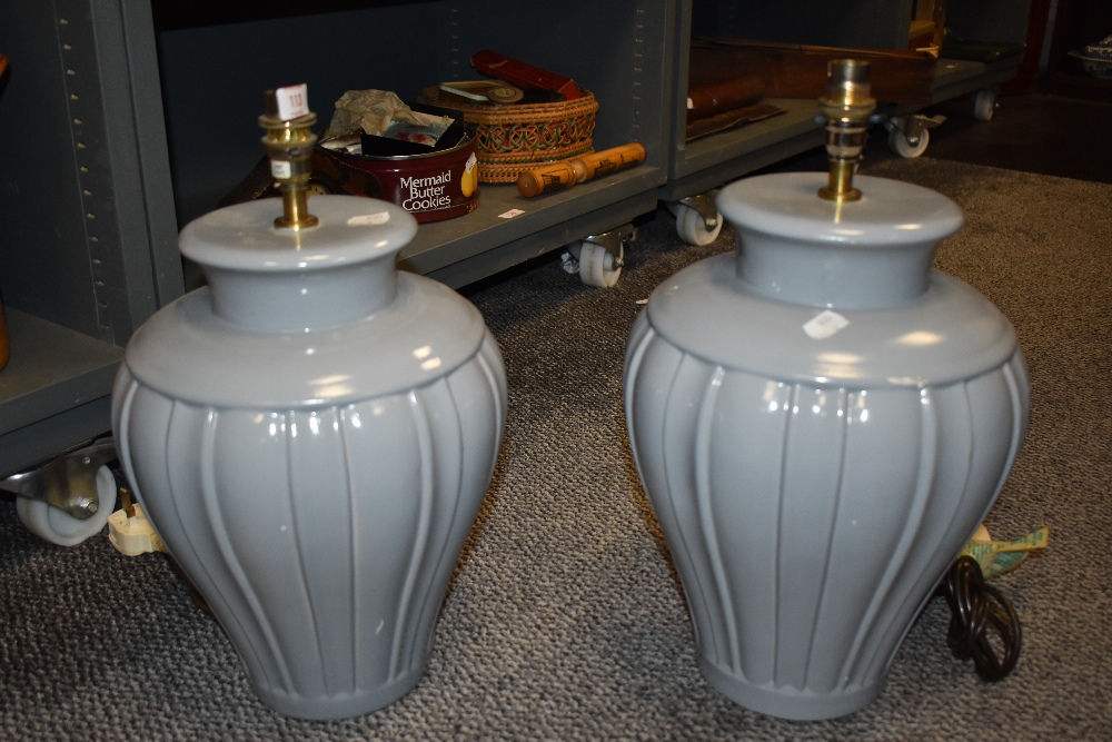 A pair of modern large ceramic lamp bases.