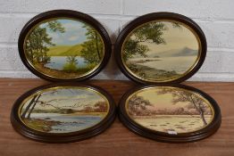 Kate & Tom Holland (local contemporary) a group of four oval Lake District scene oil on boards,