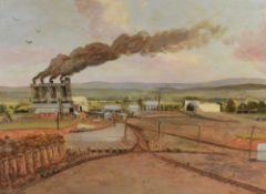 H.L Robinson (local, contemporary) oil on board, a view of Blencowe Lime works, signed lower