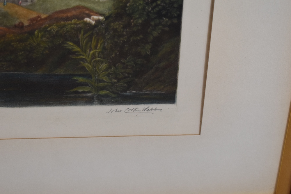 After John Cother Webb (1855-1927) coloured mezzotint engraving, figures in a Grecian landscape, - Image 3 of 3