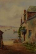 Lewis Mortimer, (19th/20th century), a watercolour, harbour cottage, faded signed, 53 x 35cm,