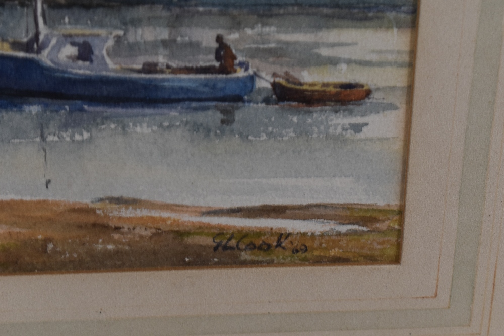 G.L Cook (British 20th century) watercolours, a nicely composed harbour scene with buildings - Image 3 of 4