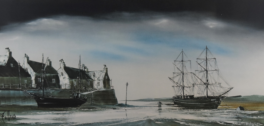After Ronald Norman Folland (British b.1932) a mid-century coloured estuary scene print, entitled '