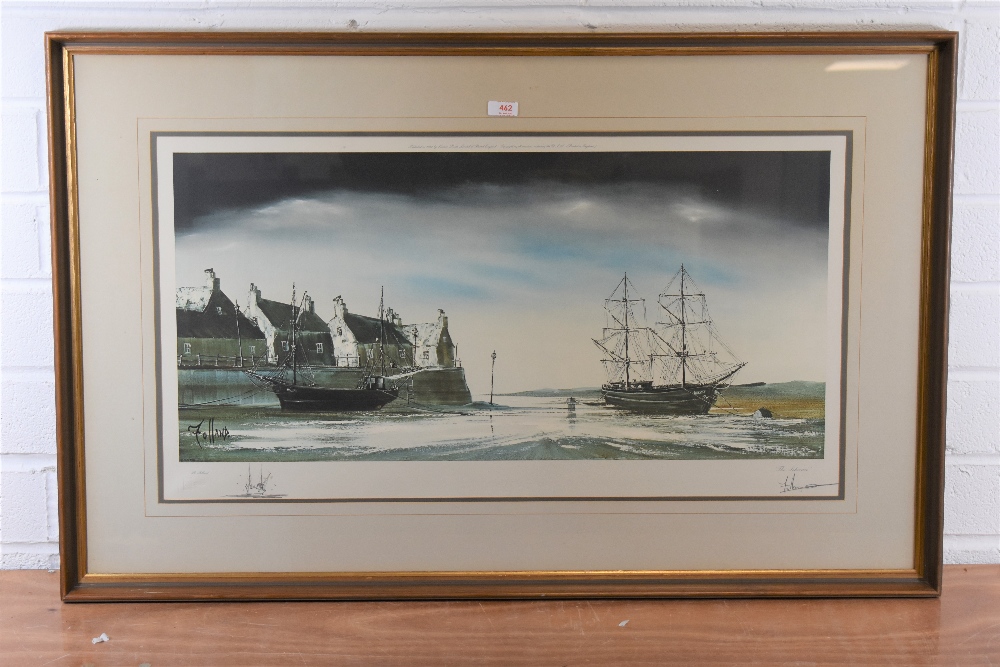 After Ronald Norman Folland (British b.1932) a mid-century coloured estuary scene print, entitled ' - Image 2 of 5