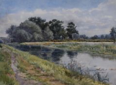Albert Pollitt (1856-1926) watercolour river landscape, signed bottom right corner, NW England (
