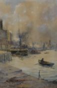 A 19th century harbour scene watercolour, baring signature H Allport and dated 1889 lower right,